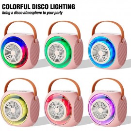 Mini Karaoke Machine for Kids Portable Bluetooth Karaoke Speaker with 2 Wilreless Microphones and Led Lights for Home Party Birthday Gifts for Boys/Girls
