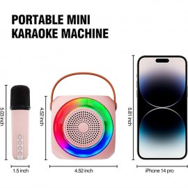Mini Karaoke Machine for Kids Portable Bluetooth Karaoke Speaker with 2 Wilreless Microphones and Led Lights for Home Party Birthday Gifts for Boys/Girls
