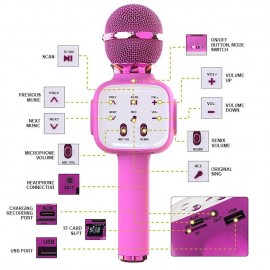 Handheld Wireless Bluetooth Microphone KTV Karaoke Microphone with Speaker for IOS Android Phone Computer
