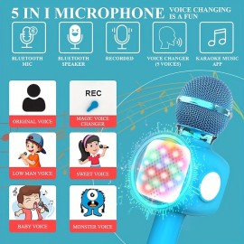 Handheld Wireless Bluetooth Microphone KTV Karaoke Microphone with Speaker for IOS Android Phone Computer
