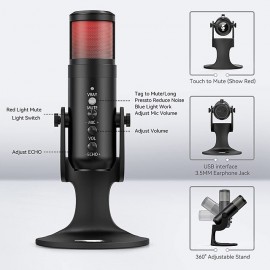 Condenser Microphone Studio Recording USB Microphone for PC Computer Streaming Video Game Podcast Singing Microphone Stand
