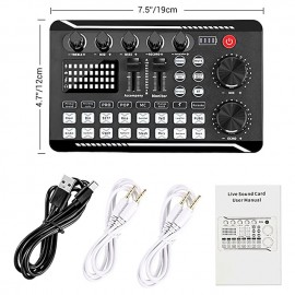 F998 Live Sound Card Audio Mixer Podcast Audio Interface with DJ Mixer Effects Voice Changer with Sound Effects for Karaoke Tiktok YouTube Live Streaming Record Gaming
