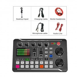 F998 Live Sound Card Audio Mixer Podcast Audio Interface with DJ Mixer Effects Voice Changer with Sound Effects for Karaoke Tiktok YouTube Live Streaming Record Gaming

