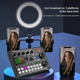 F998 Live Sound Card Audio Mixer Podcast Audio Interface with DJ Mixer Effects Voice Changer with Sound Effects for Karaoke Tiktok YouTube Live Streaming Record Gaming
