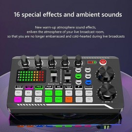 F998 Live Sound Card Audio Mixer Podcast Audio Interface with DJ Mixer Effects Voice Changer with Sound Effects for Karaoke Tiktok YouTube Live Streaming Record Gaming
