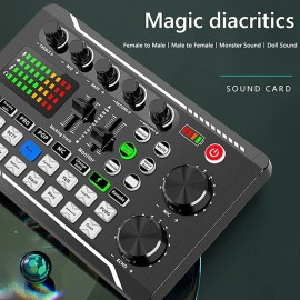 F998 Live Sound Card Audio Mixer Podcast Audio Interface with DJ Mixer Effects Voice Changer with Sound Effects for Karaoke Tiktok YouTube Live Streaming Record Gaming
