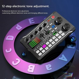 F998 Live Sound Card Audio Mixer Podcast Audio Interface with DJ Mixer Effects Voice Changer with Sound Effects for Karaoke Tiktok YouTube Live Streaming Record Gaming
