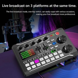 F998 Live Sound Card Audio Mixer Podcast Audio Interface with DJ Mixer Effects Voice Changer with Sound Effects for Karaoke Tiktok YouTube Live Streaming Record Gaming
