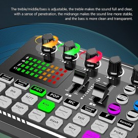 F998 Live Sound Card Audio Mixer Podcast Audio Interface with DJ Mixer Effects Voice Changer with Sound Effects for Karaoke Tiktok YouTube Live Streaming Record Gaming
