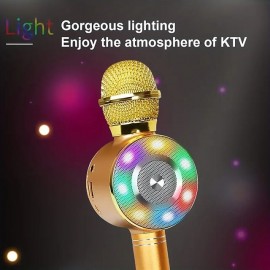 Depusheng Toys For Girls Karaoke Microphone - Portable Wireless Karaoke Mic With Led Light Toys For Girl Christmas Birthday Giftsbuilt With Speaker
