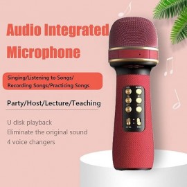 WS-898 Karaoke Bluetooth-Compatible Microphone Handheld Wireless Music Sing MicFMVoice Changing Audio Speaker Player Accessory
