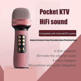 WS-898 Karaoke Bluetooth-Compatible Microphone Handheld Wireless Music Sing MicFMVoice Changing Audio Speaker Player Accessory
