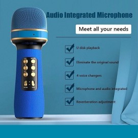 WS-898 Karaoke Bluetooth-Compatible Microphone Handheld Wireless Music Sing MicFMVoice Changing Audio Speaker Player Accessory
