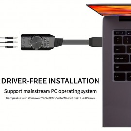 7.1 Channel External USB Computer Game Audio Card For Gaming External USB 3.5mm Adapter Audio Card Plug And Play PC Laptop
