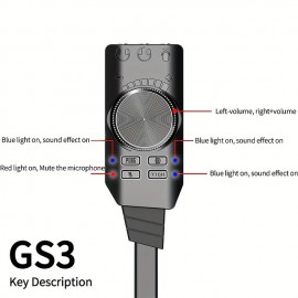 7.1 Channel External USB Computer Game Audio Card For Gaming External USB 3.5mm Adapter Audio Card Plug And Play PC Laptop

