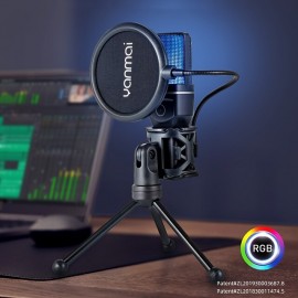 Yanmai SF-777W 2.4G Wireless Gaming Desktop Microphone Portable with RGB Light & Blowout Net For PC, Notebooks and Laptops

