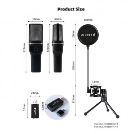 Yanmai SF-777W 2.4G Wireless Gaming Desktop Microphone Portable with RGB Light & Blowout Net For PC, Notebooks and Laptops
