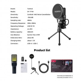 Yanmai SF-777W 2.4G Wireless Gaming Desktop Microphone Portable with RGB Light & Blowout Net For PC, Notebooks and Laptops
