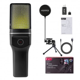 Yanmai SF-777W 2.4G Wireless Gaming Desktop Microphone Portable with RGB Light & Blowout Net For PC, Notebooks and Laptops
