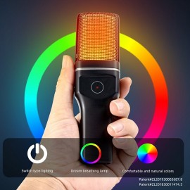 Yanmai SF-777W 2.4G Wireless Gaming Desktop Microphone Portable with RGB Light & Blowout Net For PC, Notebooks and Laptops
