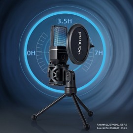 Yanmai SF-777W 2.4G Wireless Gaming Desktop Microphone Portable with RGB Light & Blowout Net For PC, Notebooks and Laptops
