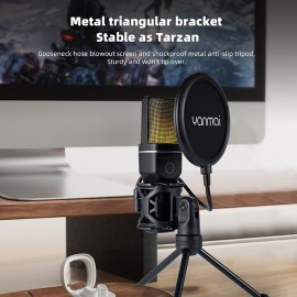 Yanmai SF-777W 2.4G Wireless Gaming Desktop Microphone Portable with RGB Light & Blowout Net For PC, Notebooks and Laptops
