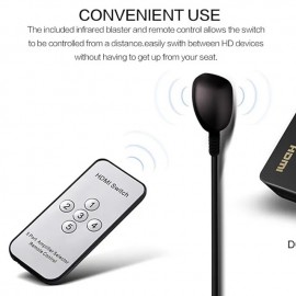 (5-In/1-Out) HDMI Switcher Supports 4K Ultra HD Resolution  Auto Switcher Box Audio/Video Adapter for TV Stick TV Box PC Stick Laptop Gaming Station Supports 4K Comes with IR Remote Control
