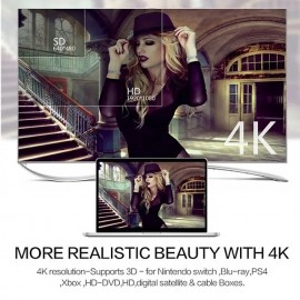 (5-In/1-Out) HDMI Switcher Supports 4K Ultra HD Resolution  Auto Switcher Box Audio/Video Adapter for TV Stick TV Box PC Stick Laptop Gaming Station Supports 4K Comes with IR Remote Control
