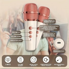 Portable Wireless KTV Speaker Set With Two Microphones - Retro Design Immersive Karaoke Experience - Perfect Gift For Home Parties Birthdays For Gifts
