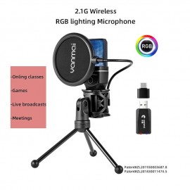 Yanmai SF-777W 2.4G Wireless Gaming Desktop Microphone Portable with RGB Light & Blowout Net For PC, Notebooks and Laptops
